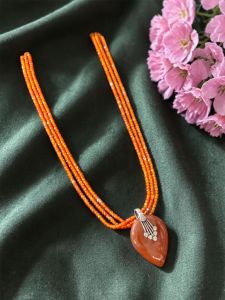 Navrabeads Pink Lace Agate Pendant Necklace with CZ Beads 22 Inch