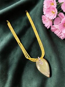 Navrabeads Pink Lace Agate Pendant Necklace with CZ Beads 22 Inch