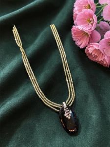 Navrabeads Pink Lace Agate Pendant Necklace with CZ Beads 22 Inch