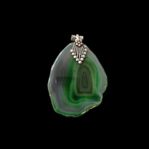 2.5" to 3" Natural Agate Slice Pendant, Silver Finish, sold by 1 Pc