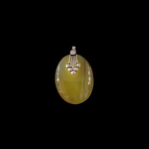Gemstone Pendant, Silver Finish,  Half White With Printed