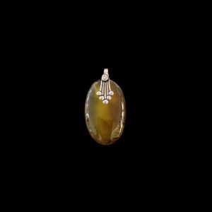 Gemstone Pendant, Silver Finish,  Half White With Printed
