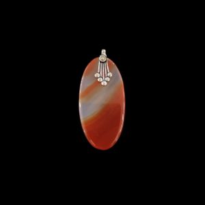 Gemstone Pendant, Silver Finish,  Half White With Printed