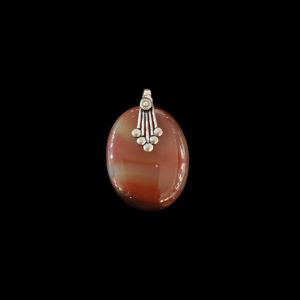 Gemstone Pendant, Silver Finish,  Half White With Printed