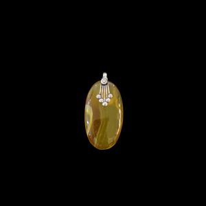 Gemstone Pendant, Silver Finish,  Half White With Printed