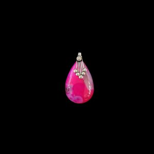 Gemstone Pendant, Silver Finish,  Half White With Printed