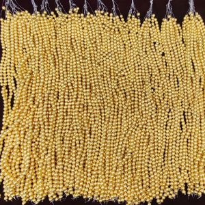 16inch string of Brushed Beads, Round shape, 8mm, Gold color, approx (50 beads)