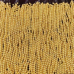 16inch string of Brushed Beads, Round shape, 10mm, Gold color, approx (40 beads)