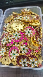 Hot Seller Pack of 10 Jadau Moon Pendant, Pink and Green