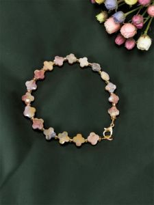 Navrabeads Lucky Charm Four Petal Clover Gemstone Bracelet – 7 Inch | Elegant Adjustable Gemstone Bracelet for Women, Daily & Fashion Wear