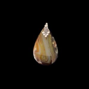Navrabeads Lace Agate Gemstone Pendant Silver Finish | Stone Pendant for Jewellery Making, Chain Pendant for Women & DIY Designs