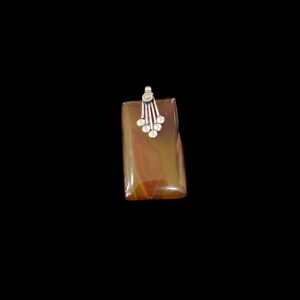 Navrabeads Lace Agate Gemstone Pendant Silver Finish 