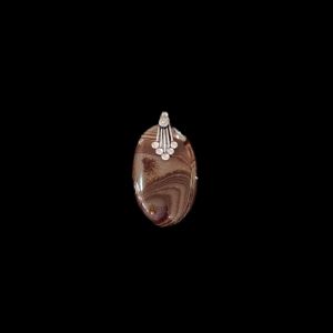 Navrabeads Lace Agate Gemstone Pendant Silver Finish 