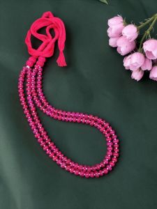 Navrabeads Oval Glass Beads Necklace with Oxidised Silver Pendant