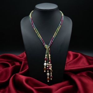 boho-knot-stone-necklace-adjustable-2-line-multi-gem-beads-navrabeads