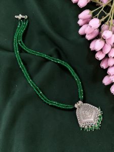 Elegant 2 Layer Crystal Necklace with Metal Pendant for Women | Stylish Layered Party Wear Fashion Jewellery Necklace