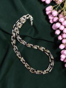 Elegant 3 Layer Peach Agate Necklace 20 Inches for Women | Designer Multi Layer Party Wear Statement Jewellery
