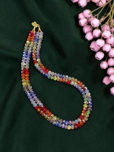 Elegant 3 Layer Peach Agate Necklace 20 Inches for Women | Designer Multi Layer Party Wear Statement Jewellery