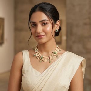 Elegant 3 Layer Peach Agate Necklace 20 Inches for Women | Designer Multi Layer Party Wear Statement Jewellery