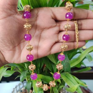 Elegant Green Crystal Necklace with Pearl Mugappu for Women | Traditional Party Wear Ethnic Fashion Jewellery