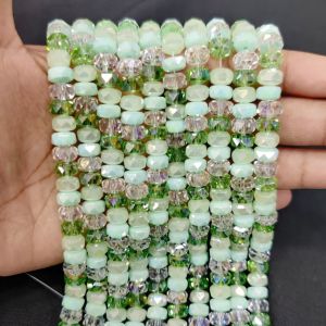 Navrabeads MULTICOLOR HIGH QUALITY FANCY CRYSTAL BEADS 5X7mm for Jewelry Making 12" approx 55 to 60 beads DIY Necklace Bracelet Craft Supplies
