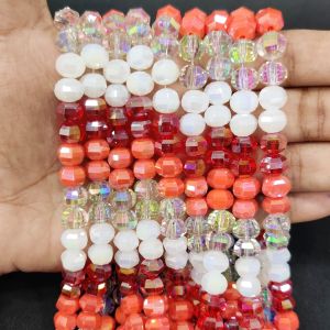 Navrabeads MULTICOLOR HIGH QUALITY FANCY CRYSTAL BEADS 6x8mm for Jewelry Making 12" approx 40 to 45 beads DIY Necklace Bracelet Craft Supplies