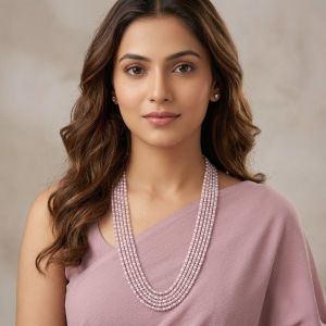 Elegant Zircon Bead 5 Layer Necklace with Mixed Pearls for Women | Designer Party Wear Ethnic Statement Jewellery