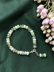 Elegant Green Crystal Beaded Bracelet for Women | Pastel Designer Adjustable Fashion Jewellery for Daily & Party Wear