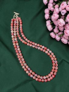 Elegant 2 Layer Printed Glass Beads Necklace for Women | Designer Party Wear Fashion Jewellery