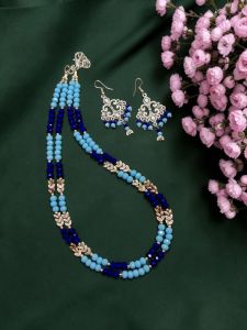 Elegant Green Crystal Necklace with Pearl Mugappu for Women | Traditional Party Wear Ethnic Fashion Jewellery