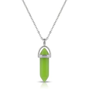Navrabeads Parrot Green Pencil Pendant Necklace for Women & Girls | Stainless Steel and Anti Tarnish |Trendy Gen Z Aesthetic Statement Chain Jewellery for Daily Wear, Layering & Gifting