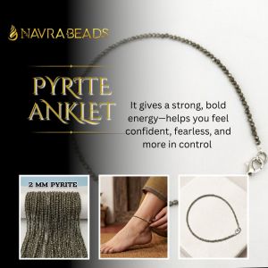 navrabeads pyrite anklet 10 inch adjustable gold tone beaded anklet