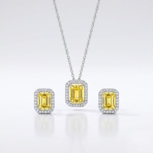 Navrabeads Yellow CZ Stone Necklace with Tarnish-Free Silver Polish Chain for Women & Girls | Trendy Minimal Fashion Jewellery for Daily Wear & Gifting