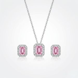 Navrabeads Pink CZ Stone Necklace with Tarnish-Free Silver Polish Chain for Women & Girls | Trendy Minimal Fashion Jewellery for Daily Wear & Gifting