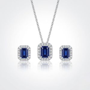 Navrabeads Dark Blue CZ Stone Necklace with Tarnish-Free Silver Polish Chain for Women & Girls | Trendy Minimal Fashion Jewellery for Daily Wear & Gifting