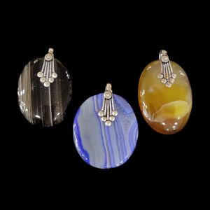 Natural Lace Agate Pendant Assorted Pack of 3, Semi Precious Gemstone Pendants, Handmade Statement Jewellery Set for Women, Daily Wear & Gifting