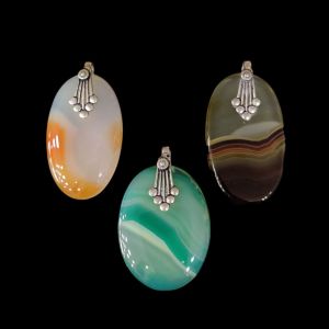 Natural Lace Agate Pendant Assorted Pack of 3, Semi Precious Gemstone Pendants, Handmade Statement Jewellery Set for Women, Daily Wear & Gifting
