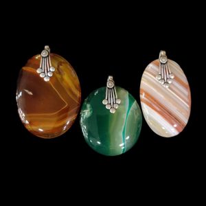Natural Lace Agate Pendant Assorted Pack of 3, Semi Precious Gemstone Pendants, Handmade Statement Jewellery Set for Women, Daily Wear & Gifting