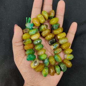 Natural Agate Rondelle/Disc Shape - Green Double shade