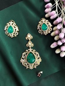 High Quality Victorian Pendant Set with Stud Earrings, Antique Finish Designer Jewellery, Elegant Wedding, Party & Festive Wear Jewellery for Women
