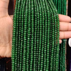 Agate Rondelle, 4x2mm,Leaf Green