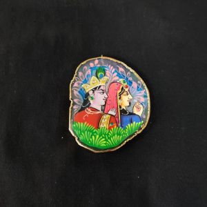 Navrabeads Onyx Stone Radha Krishna Pendant with Gold Foil Borders – Approx. 1 Piece for Jewellery Making