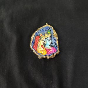 Navrabeads Onyx Stone Radha Krishna Pendant with Gold Foil Borders – Approx. 1 Piece for Jewellery Making