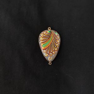Onyx Pendant or connector Features a Tanjore Painting on Onyx Stones Detailed with Gold Foil Borders, 1.5inch(approx)