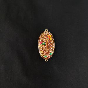 Navrabeads Onyx Krishna Face Pendant Connector with Gold Foil Border | Handcrafted Decorative Stone Pendant for Jewellery Making & DIY Crafts