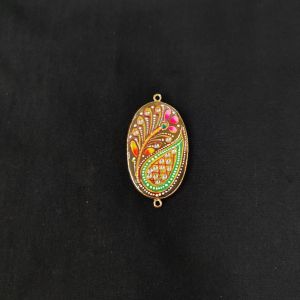Navrabeads Onyx Krishna Face Pendant Connector with Gold Foil Border | Handcrafted Decorative Stone Pendant for Jewellery Making & DIY Crafts