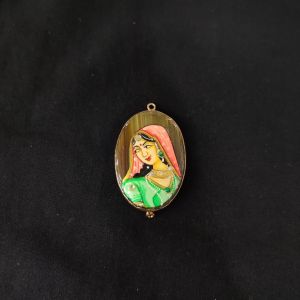 Navrabeads Onyx Krishna Face Pendant Connector with Gold Foil Border | Handcrafted Decorative Stone Pendant for Jewellery Making & DIY Crafts