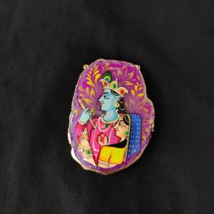 Navrabeads Onyx Stone Radha Krishna Pendant with Gold Foil Borders – Approx. 1 Piece for Jewellery Making