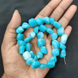 Navrabeads Turquoise Blue Nugget Beads 10mm | Premium Irregular Shape Beads for Jewellery Making, Earthy Tone Designer Beads for Necklaces, Bracelets & DIY Craft Designs