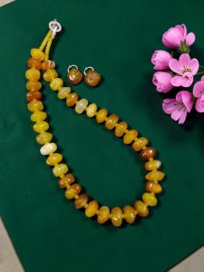 Green Onyx Rondelle Necklace with Zircon Clasp and Matching Earrings